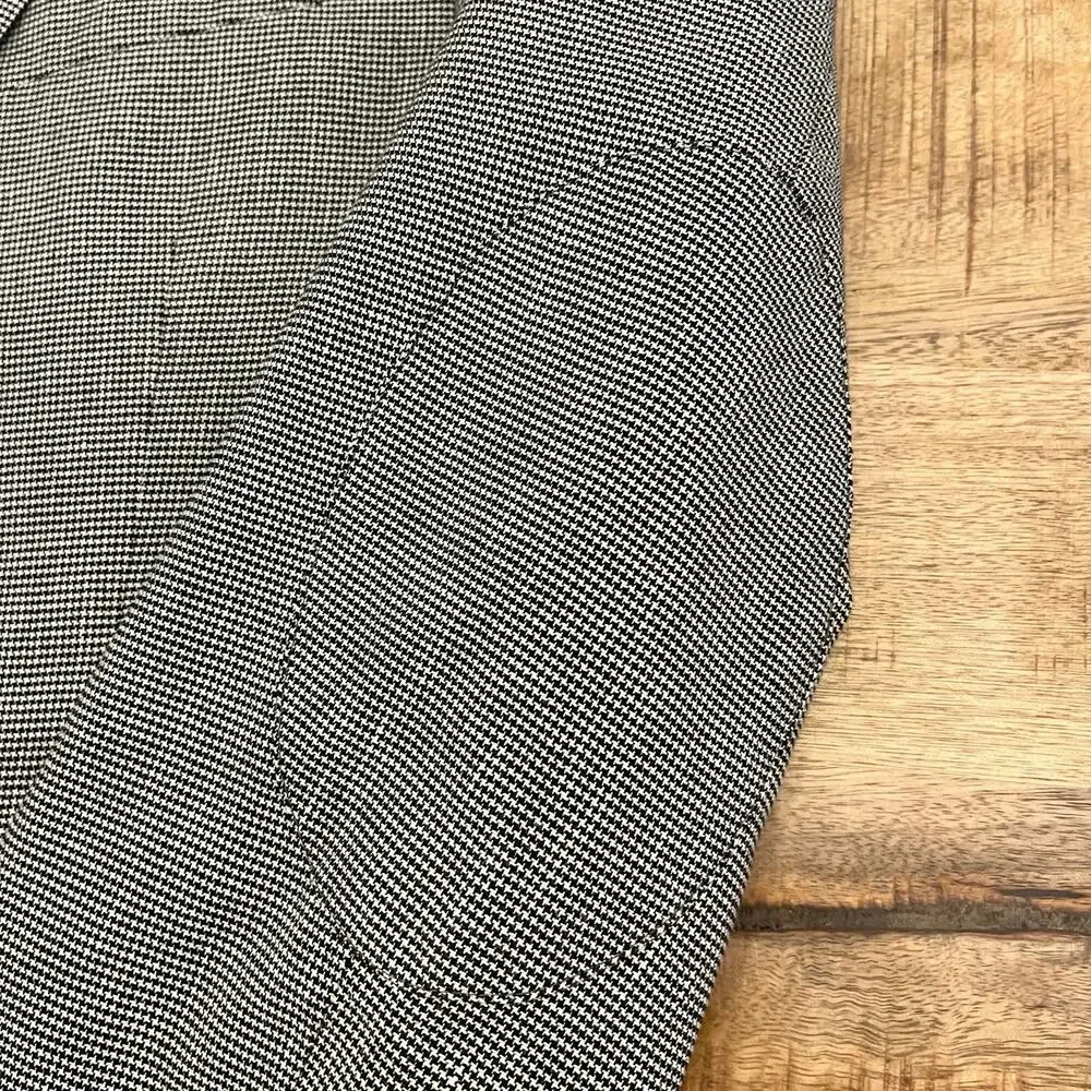 Jos A Bank Linen Cotton Houndstooth Blazer‎ 40L Tailored Fit Elbow Patches Black
